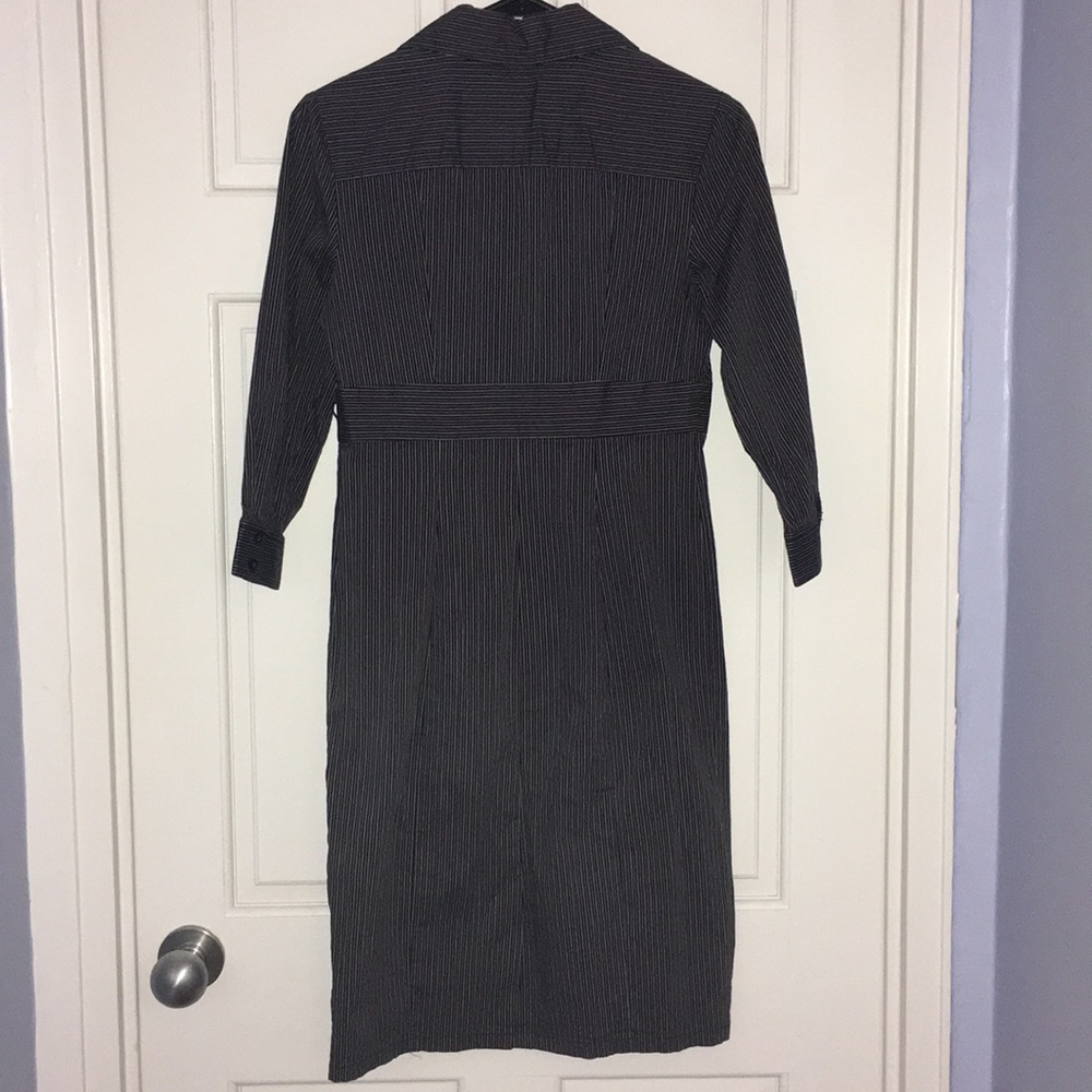 Express 3/4 Sleeve Button Front Striped Dress - image 2